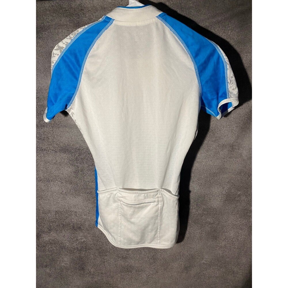 Cannondale Women Small Cycling Jersey Blue White Floral 1/4 Zip 3 Pocket - Picture 5 of 10